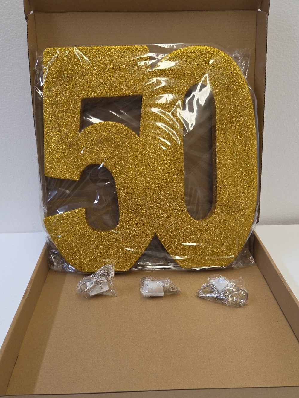 Gold Glitter '50' Party Sign - Home Party Supplies